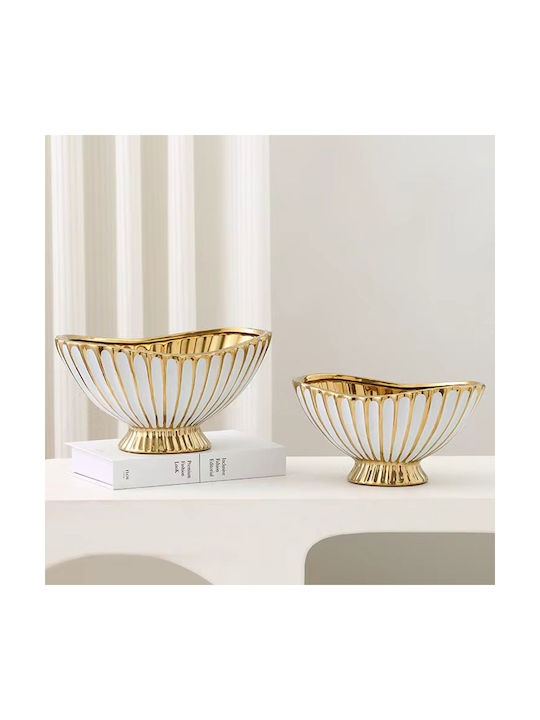 Decorative Ceramic Cup 27x18x14 Cm White Gold Keskor 63053