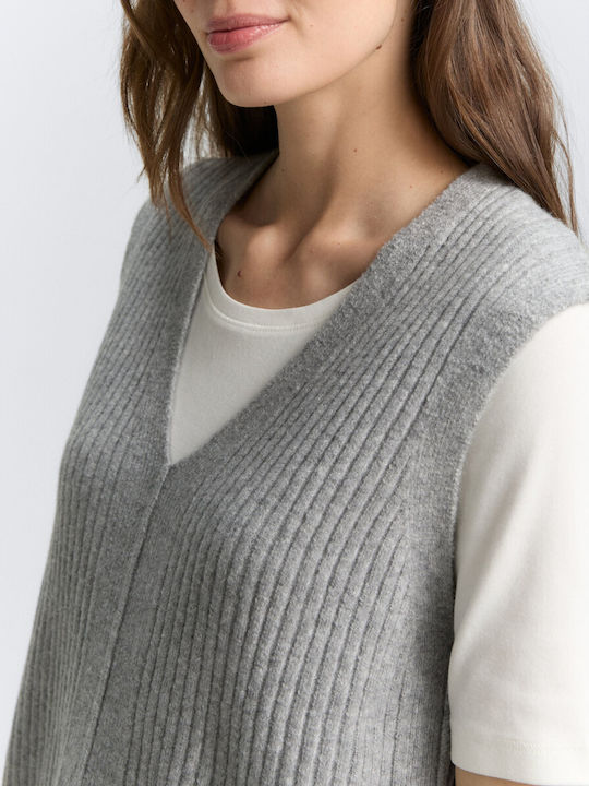 Women's Sweater with V Neckline Gray