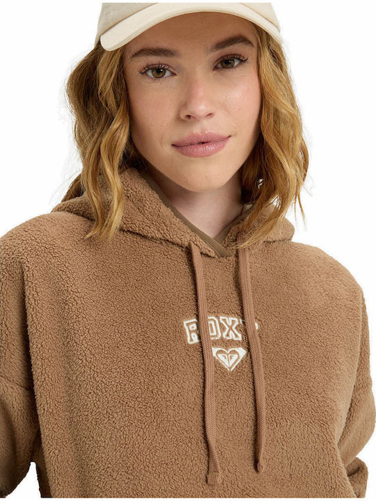 Cool Calling Winter Women's Fleece Blouse Long Sleeve with Hood Brown