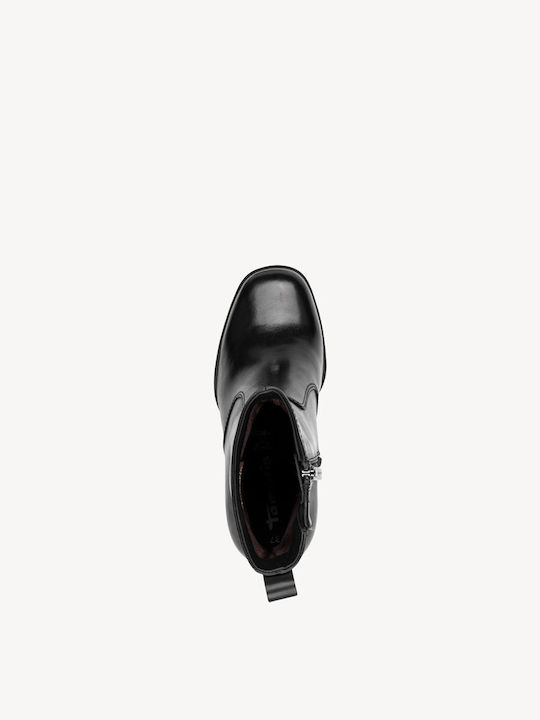 Leather Women's Ankle Boots with High Heel Black