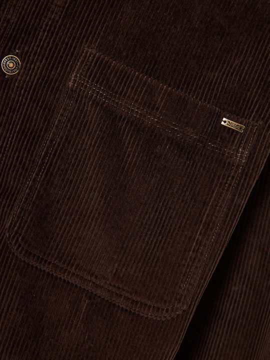 Long Sleeve Corduroy Overshirt Brown