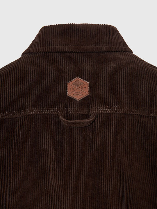 Long Sleeve Corduroy Overshirt Brown