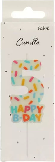 Κεράκι Γενεθλίων Cozy Sprinkles Αριθμός 5 Πολύχρωμο Κερί 7cm Παιδικά Πάρτι