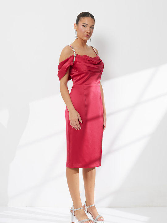 Summer Midi Evening Dress Red