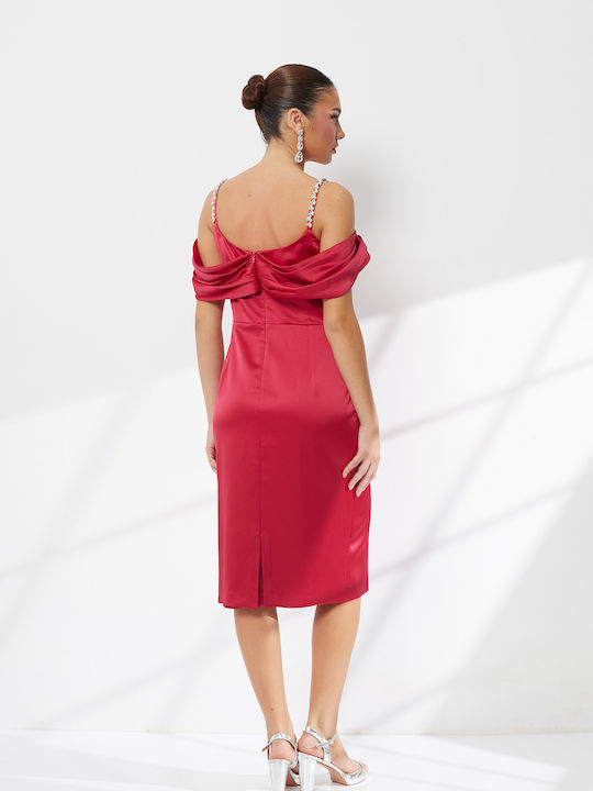 Summer Midi Evening Dress Red