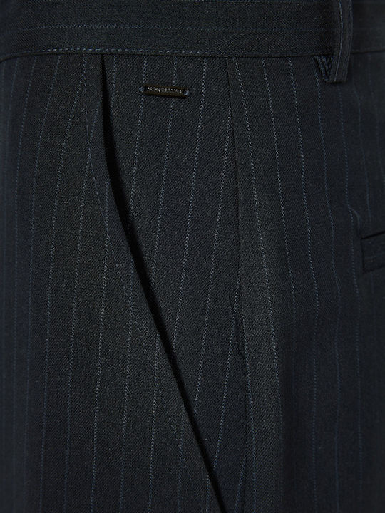 Women's Fabric Trousers Striped Navy Blue