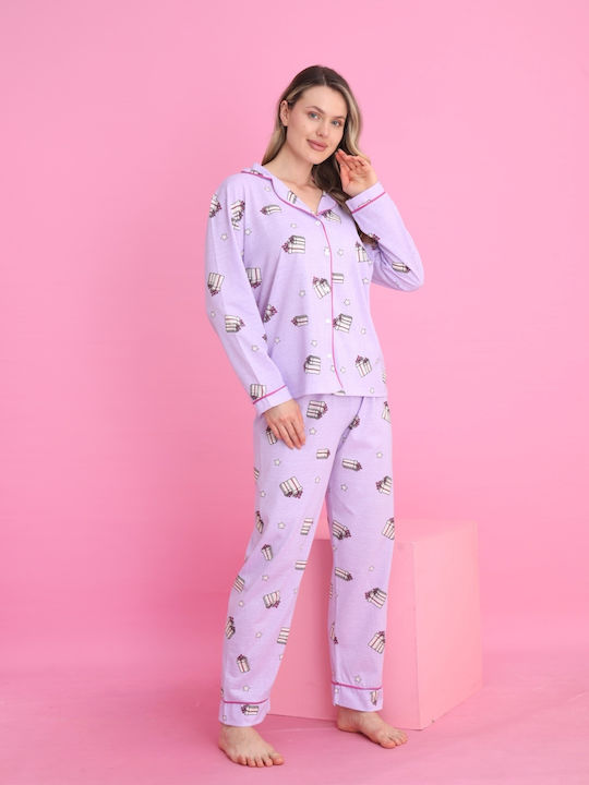 Siyah Inci De iarnă Set Pijamale pentru Femei Lilac