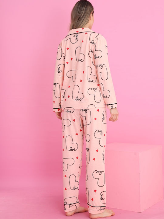 Siyah Inci Set Pijamale pentru Femei Salmon
