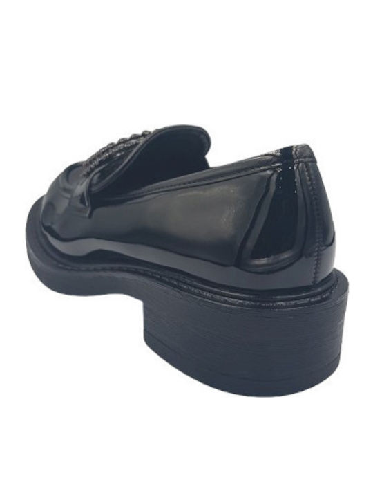 Lackleder Damen Mokassins in Schwarz Farbe