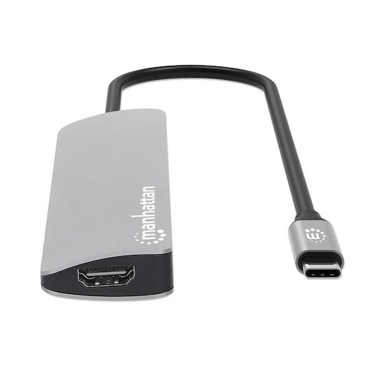 Manhattan USB-C Docking Station με HDMI 4K PD Ethernet Γκρι (190442)