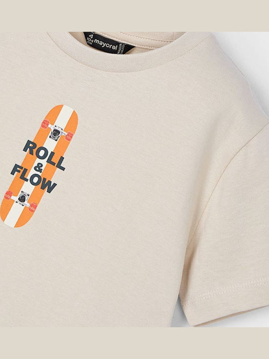Kinder-T-Shirt Beige Roll and Flow
