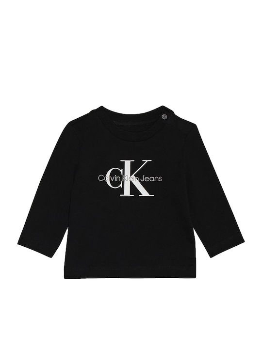 Kids Long-sleeved Black Monogram Top