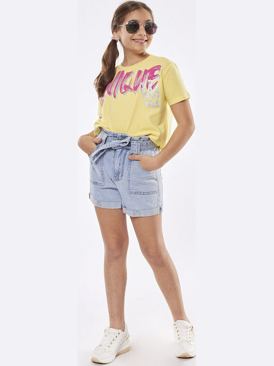 Kids' Crop Top Short Sleeve Yellow