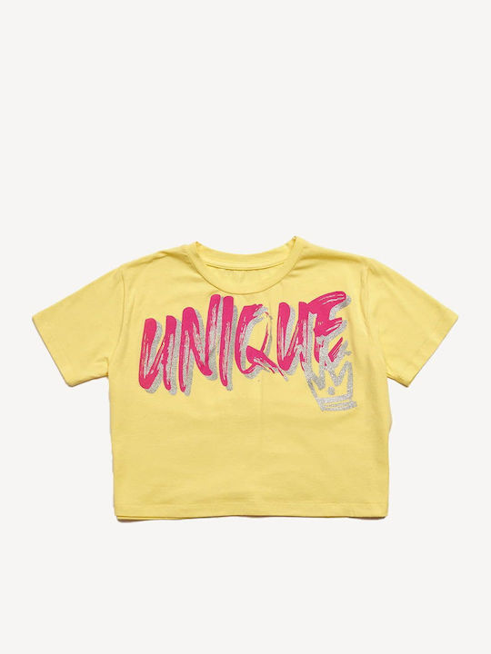 Kids' Crop Top Short Sleeve Yellow