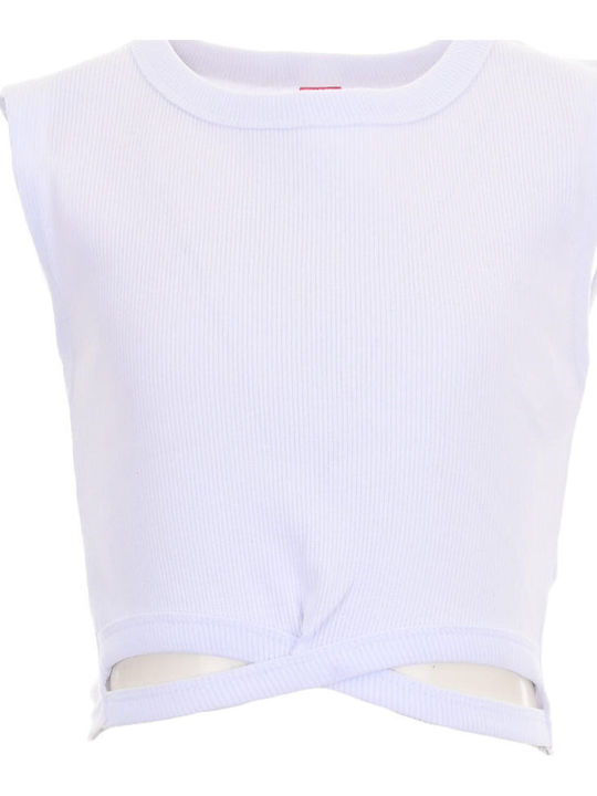 Παιδικό Crop Top Αμάνικο Λευκό