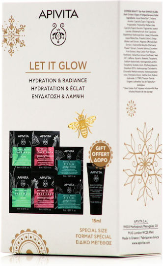 Apivita Let It Glow Skin Care Set for Moisturizing, Facial Cleaning & Brightening 7pcs