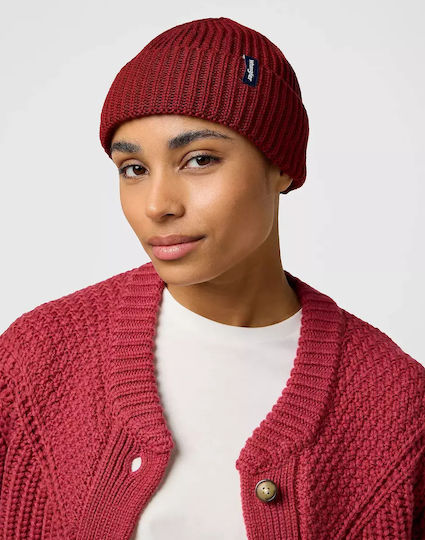 Sign Off Beanie Beanie Knitted in Red color
