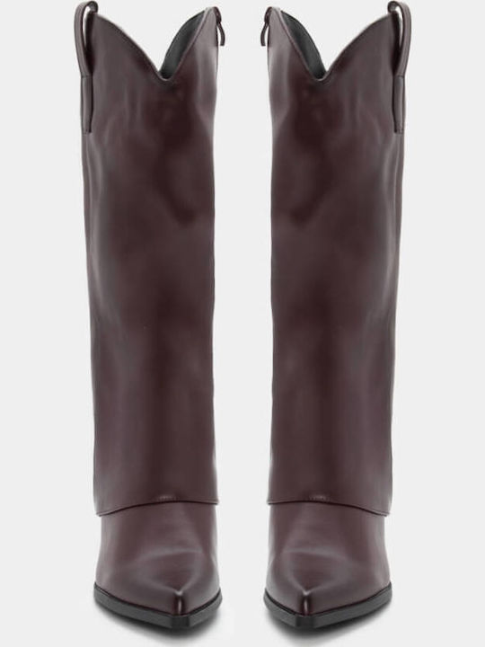Leder Damenstiefel Cowboy Burgundisch