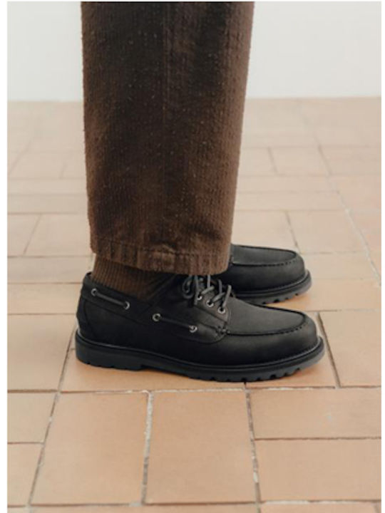 Jay Leder Herren Bootsschuhe in Schwarz Farbe