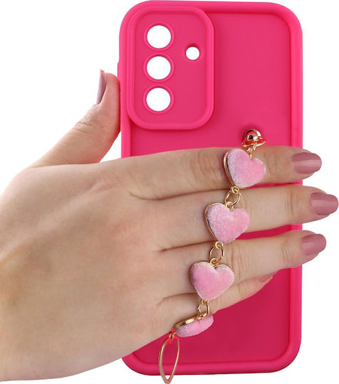 Volte-Tel Hearts Strap Back Cover Silicon cu Curea Roz (Galaxy A17)