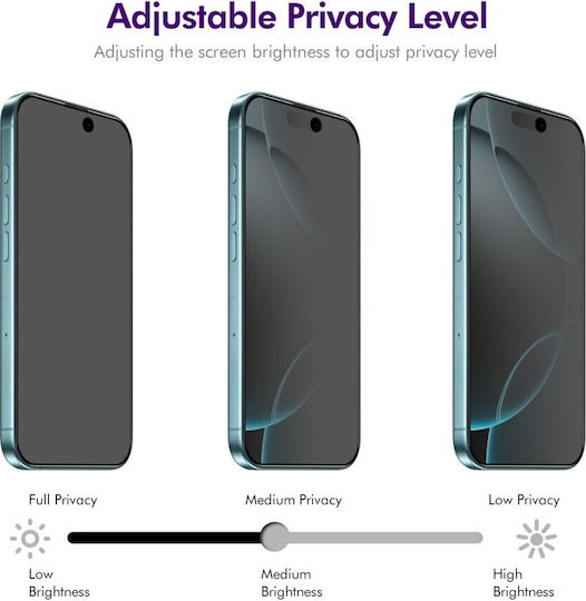 Enkay Privacy Full Face Tempered Glass Negru (iPhone 17 / 17 Pro / 16 Pro)