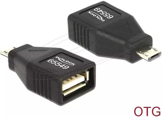 DeLock Конвертор micro USB мъжки към USB-A женски Черен 1бр 65549