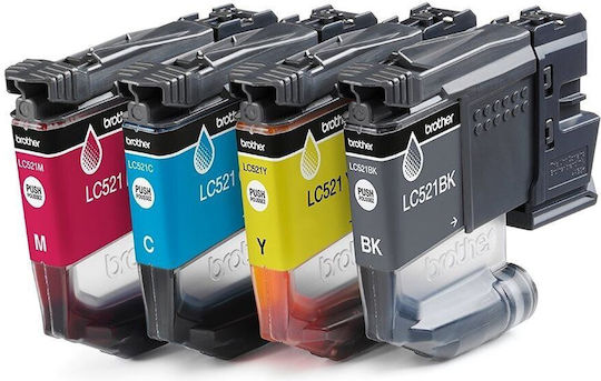 Brother LC521VAL Original Pack of 4 InkJet Printer Inks Yellow / Cyan / Magenta / Black (LC-521VAL)