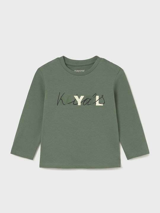 Kids Long-Sleeved Green Basic Blouse