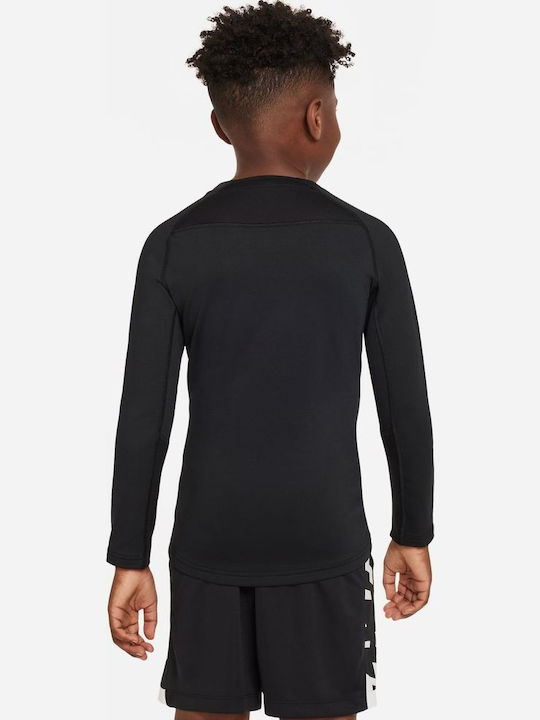 Bluză pentru copii Dri-Fit Cu mânecă lungă Neagră