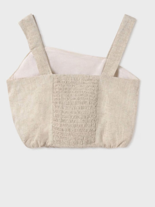 Kids' Crop Top Sleeveless Beige