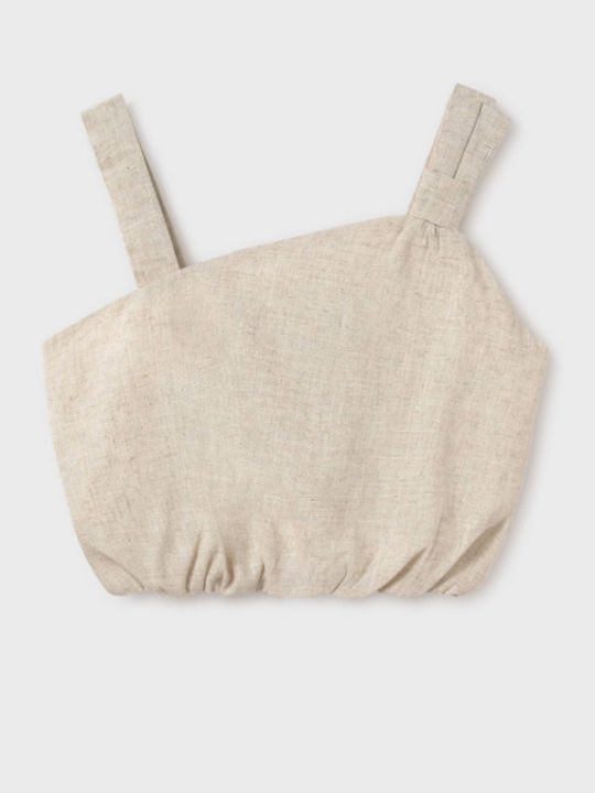 Kids' Crop Top Sleeveless Beige
