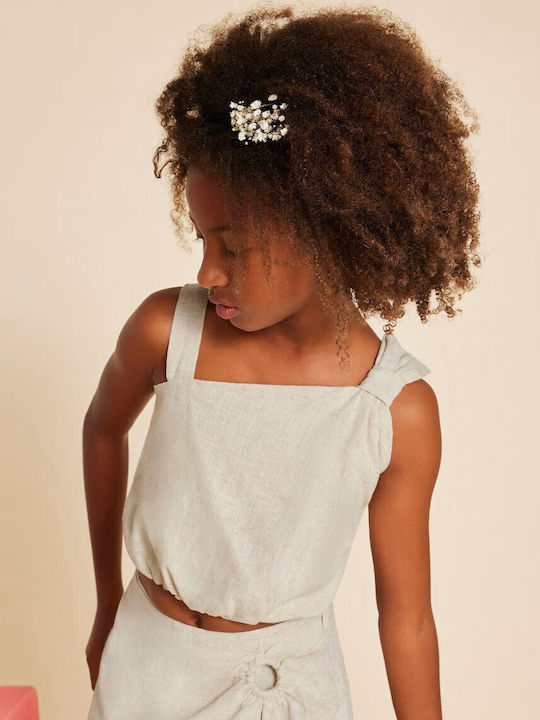Kids' Crop Top Sleeveless Beige
