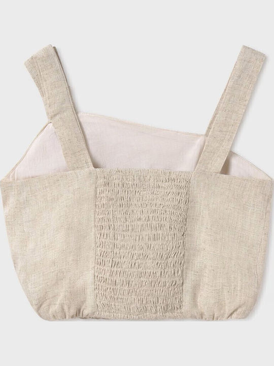 Kids' Crop Top Sleeveless Beige