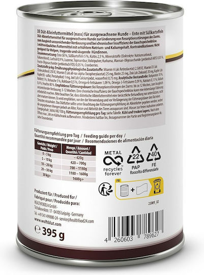 Wolfsblut Wet Dog Food Cans with Duck Grain-Free Gluten-Free 395g