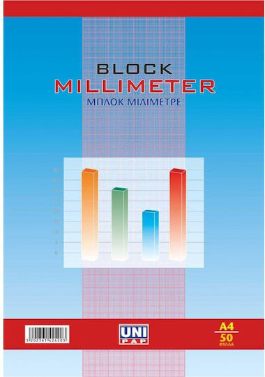 Notepad 50 Sheets A4 Graph Paper Multicolour