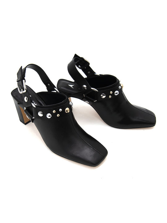 Pantofi cu toc cu Curea Negre