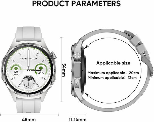 Microwear MT300 48мм Смартчасовник с Пулсомер (Черен)