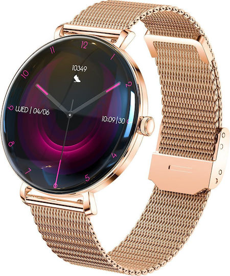 Forever SB-370 46mm Smartwatch με Παλμογράφο (Rose Gold - Leopard Print)