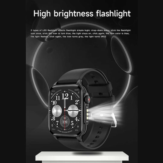 Microwear P6 Max Smartwatch με Παλμογράφο (Μαύρο)
