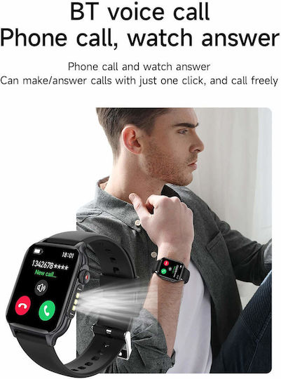 Microwear P6 Max Smartwatch με Παλμογράφο (Μαύρο)