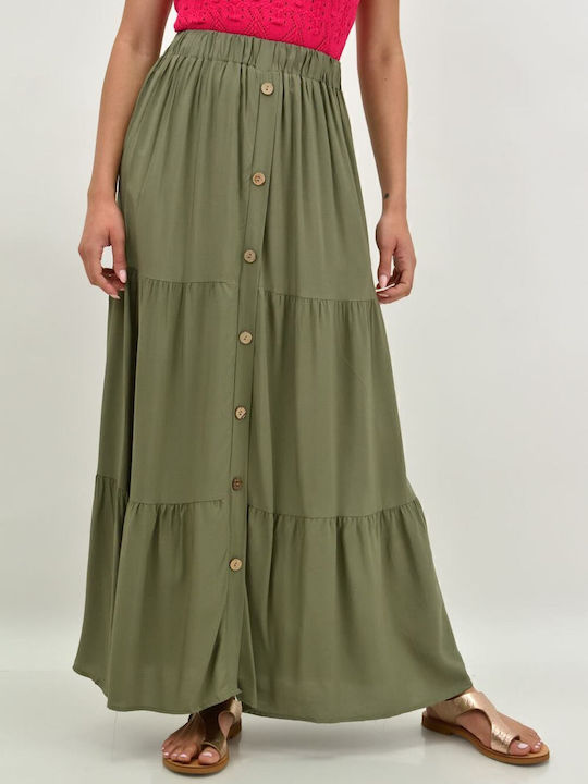 High-waisted Maxi Skirt Khaki