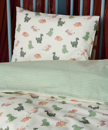 Kentia Saurus Комплект Бебешки Чаршафи За Количка Памучни Зелени 120x170бр 3бр