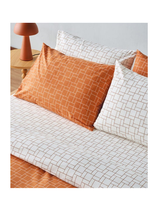 Kentia Sheet Sets Queen 240x270cm. Versus Dodici 06 Terracotta-white 4pcs