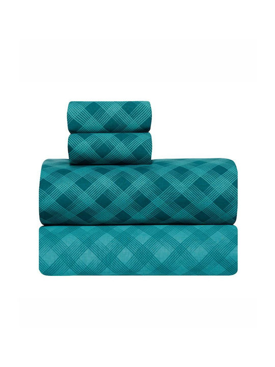 Kentia Sheet Sets Queen 240x270cm. Versus Joshua Petrol- Turquoise 4pcs