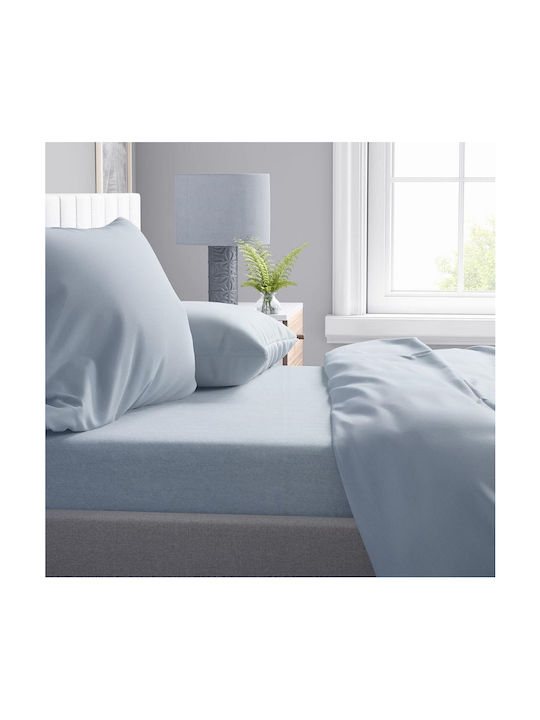 Dimcol Μαξιλαροθήκη με Φάσα Light Blue-grey 50x70εκ.