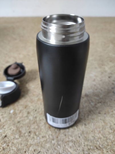 Emsa Handled Tumbler Thermos Plastic 400ml Black with Straw and Handle