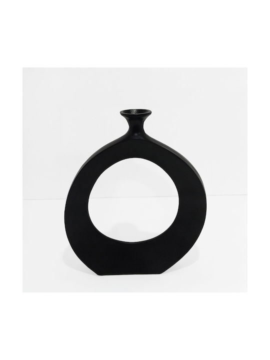 InTheBox Διακοσμητικό Βάζο Αλουμινίου Abstract Circle Μαύρο Y36.75cm