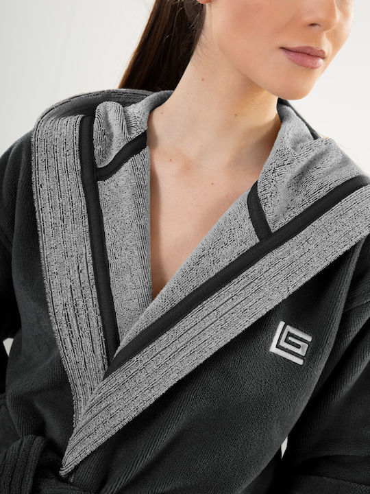 Guy Laroche Monogram Μπουρνούζι με Κουκούλα Black
