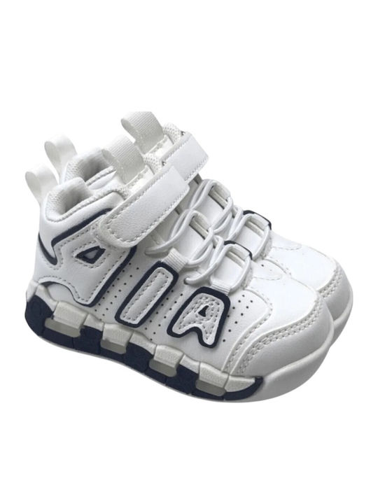 Kids Sneakers High with Scratch & Lights White