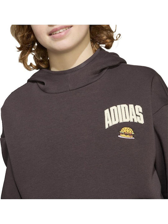 Fleece Kids Sweatshirt with Hood Brown
